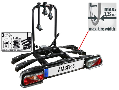 EUFAB AMBER 3 Fahrradträger - E-Bike Anhängerkupplung Schwarz