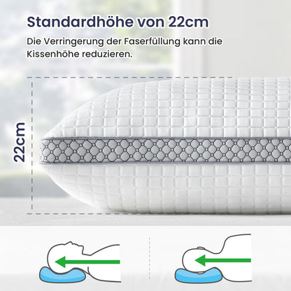 BedStory Kopfkissen 40x80, 2er Set mit verstellbarer Mikrofaserfüllung