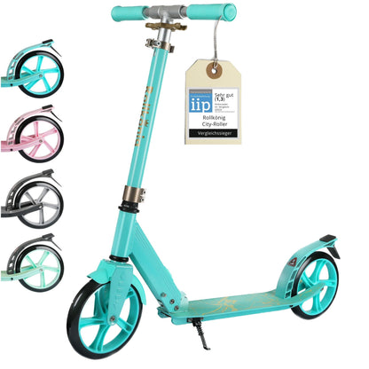 Rollkönig Cityroller faltbar – Grosse Räder für Kinder & Erwachsene. Faltbarer Tretroller zum Pendeln & für Freizeitfahrten.