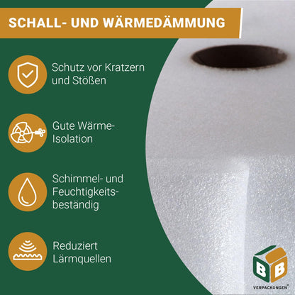 BB-Verpackungen Trittschalldämmung 3 mm, PE-Schaumfolie, 50 m² Rolle