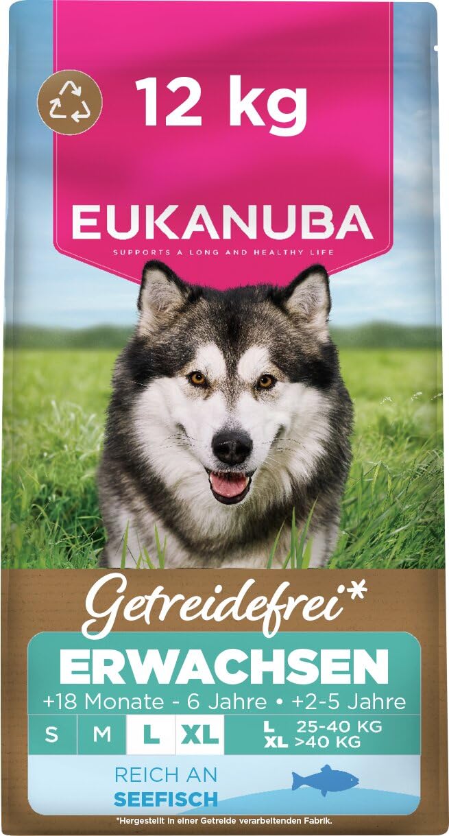 Eukanuba Hundefutter getreidefrei mit Fisch für grosse Rassen, 12 kg Trockenfutter