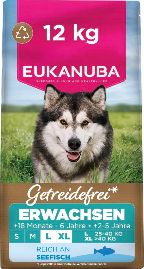 Eukanuba Hundefutter getreidefrei mit Fisch für grosse Rassen, 12 kg Trockenfutter