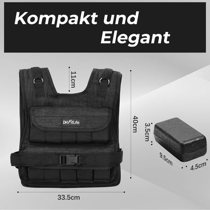 DH FitLife Verstellbare Gewichtsweste Fitnessweste – 20kg