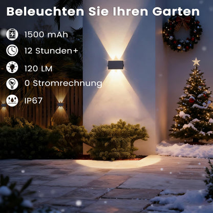 IIRARA LED Solar Wandleuchte Aussen SWL02 warmweiss IP67 6er-Set