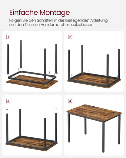 VASAGLE KDT081B01 Esstisch - Vintagebraun/Schwarz 110x70 cm