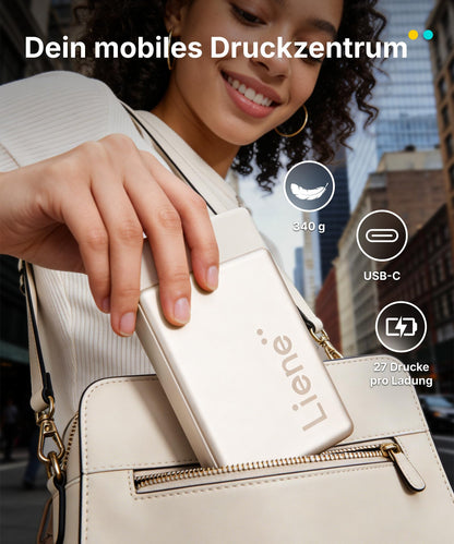 Liene Pearl N200 Pro Mini Fotodrucker mit Bluetooth & 10 Fotos, Gold