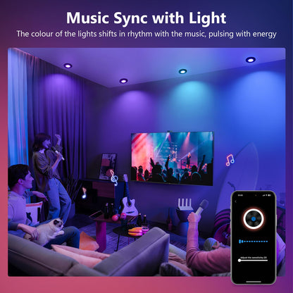 GeyouLux LED Einbaustrahler RGB 313RGB, dimmbar, schwarz, 6er-Set