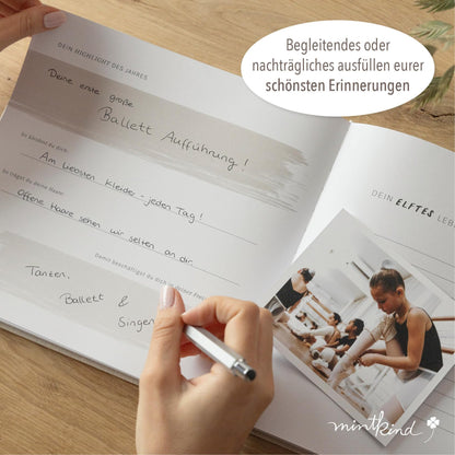 mintkind Erinnerungsbuch Kindheit Beige – Leinenalbum 0 bis 18 Jahre
