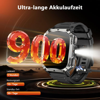 Blackview Smartwatch Herren mit Kompass, LED-Licht und 2 Armbändern