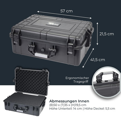 HMF ODK100 Outdoor-Fotokoffer, Transportkoffer mit Rasterschaumstoff