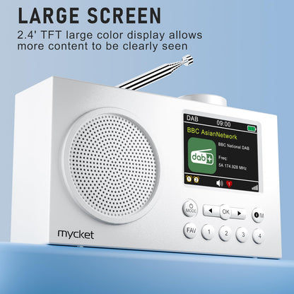 Mycket Tragbares DAB+/UKW Radio mit Bluetooth 5.0 und Farbdisplay