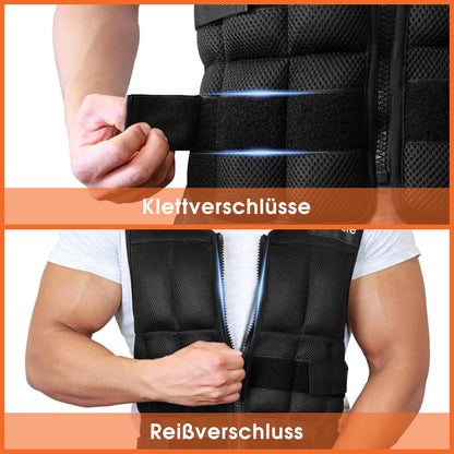DH FitLife Verstellbare Gewichtsweste | Trainingsweste - Schwarz 30kg