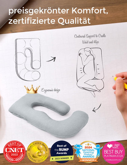 Momcozy Schwangerschaftskissen U-förmig mit Kühleffekt 145cm