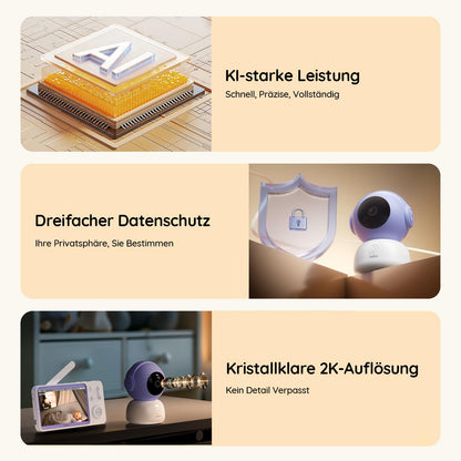 BOIFUN Babyphone mit Kamera 2K, 5 Zoll Monitor, WLAN und App