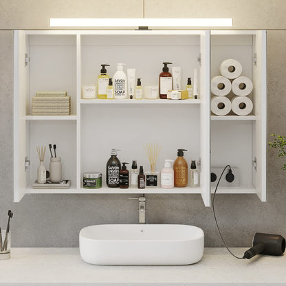 DICTAC Spiegelschrank Bad Beleuchtung Steckdose 90x60cm Weiss