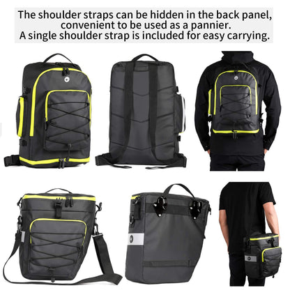 BAIGIO Fahrradtasche 3-in-1 Gepäckträger Rucksack – 75L Wasserdicht