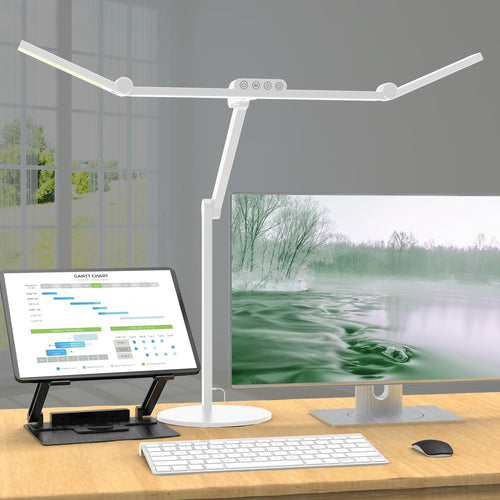LED Schreibtischlampe 24W Dimmbar 72cm - Tageslicht mit Sockel. Hohe dimmbare Leuchte mit Sockel, spendet Tageslicht zur Arbeit.