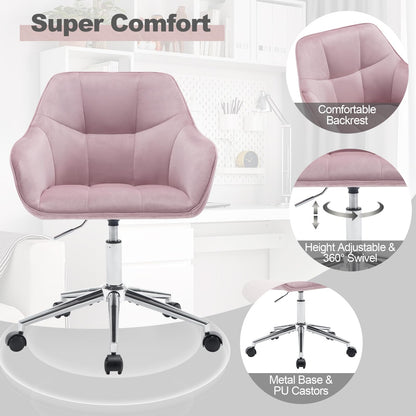 WOLTU Homeoffice Drehstuhl BS145rsw Samt Rosa/Silber