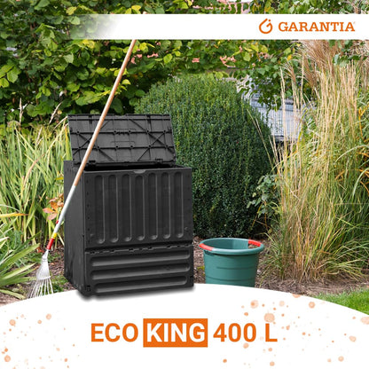 Garantia ECO-King Komposter 400 L aus Recyclingkunststoff, schwarz