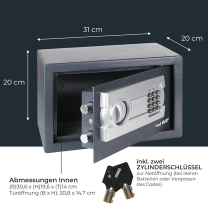 HMF Möbeltresor mit Zahlenschloss, Safe für DIN A5, Anthrazit