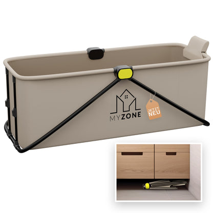 MyZone Faltbare Badewanne Duschwanne Eisbad, grau, rechteckig, 150x60x50 cm. Für Baden, Duschen und Kältetherapie zu Hause.