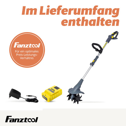 FANZTOOL AK0019 Akku-Motorhacke 20V inkl. 2,5Ah Akku und Ladegerät