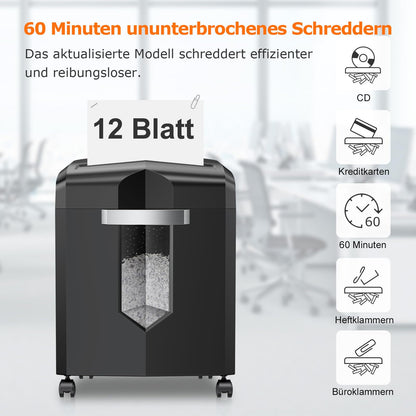 Bonsaii C266-B Aktenvernichter 12-Blatt Mikroschnitt P4