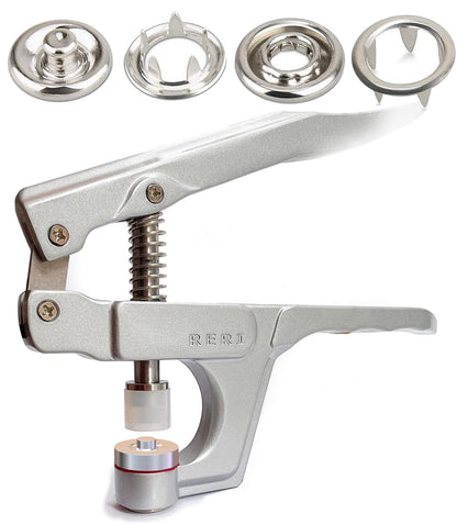 RERI Druckknopf Set mit Zange, 280 Sets, 14 Farben, Ø 9,5 mm
