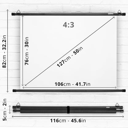 Duronic BPS50 Projektionsleinwand 4:3 Hängeleinwand 50 Zoll