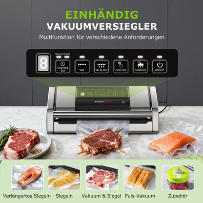 Bonsenkitchen Vakuumiergerät VS5100 mit Schneider und Beutelclip