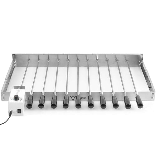 BBQ-Toro elektrischer Spiessdreher aus Edelstahl mit 11 Spiessen und Motor als Grillaufsatz