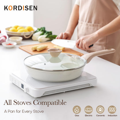 Kordisen Antihaft Keramik Pfannen Set 20/24/28cm – 3-teilig mit Deckel