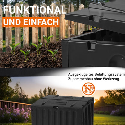 Garantia ECO-King Komposter 400 L aus Recyclingkunststoff, schwarz