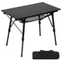 Portal Campingtisch faltbar höhenverstellbar - 90x53cm. Graue Platte, silbernes Alu-Gestell. Für Essen & Ablage beim Camping.