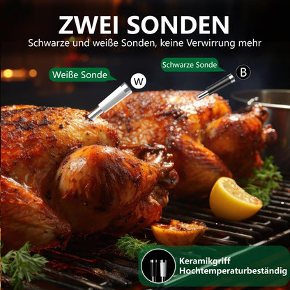 BFOUR BF-40 Bluetooth-Grillthermometer mit 2 Sonden und LCD-Display