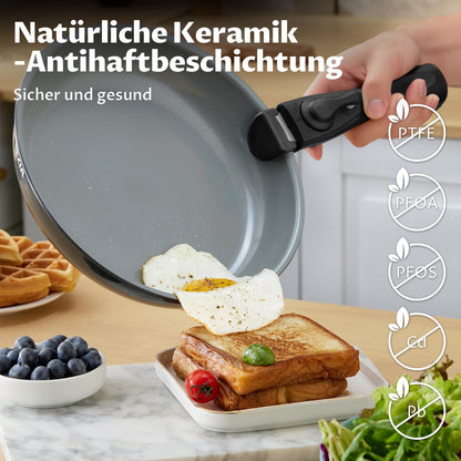 BEZIA Keramik-Pfannenset Induktion 10-teilig – abnehmbare Griffe