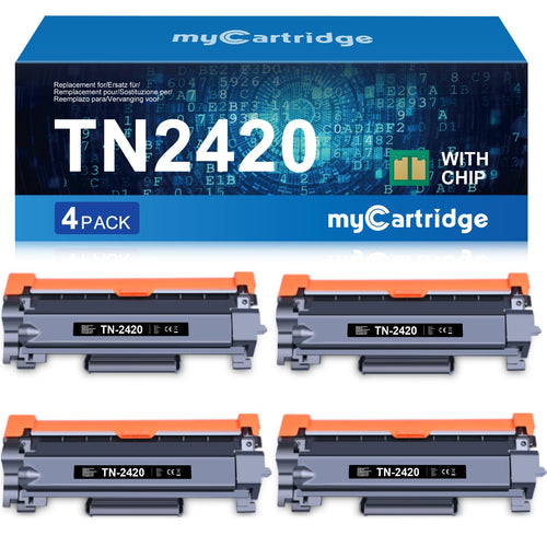 MYCARTRIDGE TN2420 Toner 4x Schwarz kompatibel für Brother TN-2420, Tonerpatronen mit Chip