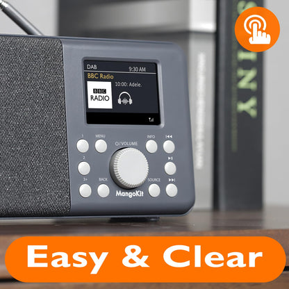 MangoKit MD3 DAB+/UKW Digitalradio mit Bluetooth, dunkelgrau