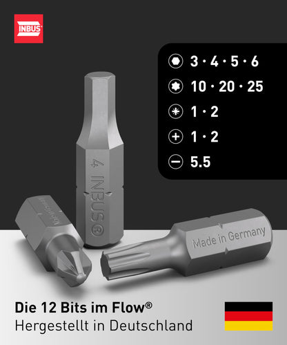 INBUS Flow 73424 Ratschen-Schraubendreher mit 12 Bits
