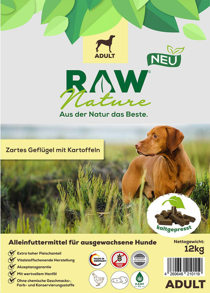 RAW Nature Kaltgepresstes Hundefutter Adult Huhn 12kg