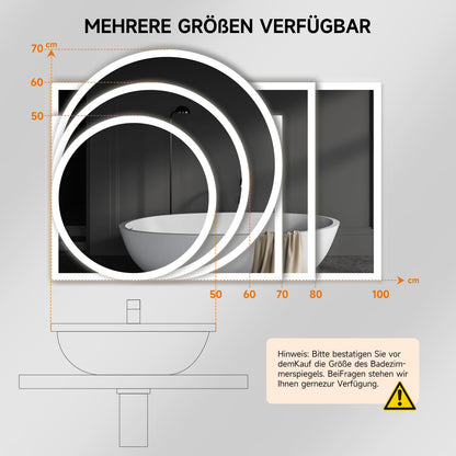 YOLEO LED Badspiegel 80x60cm mit Steckdose & beschlagfrei