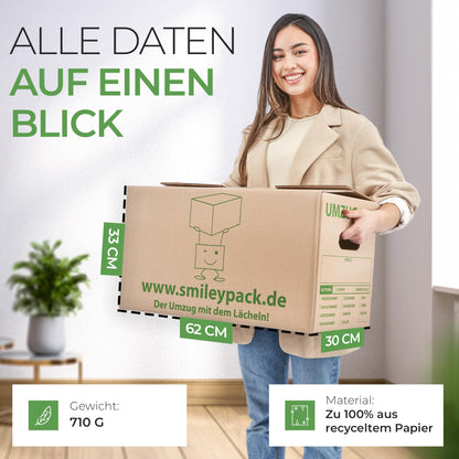 Smiley Pack PROFI Umzugskartons 620x300x330 mm zweiwellig, 25 Stück