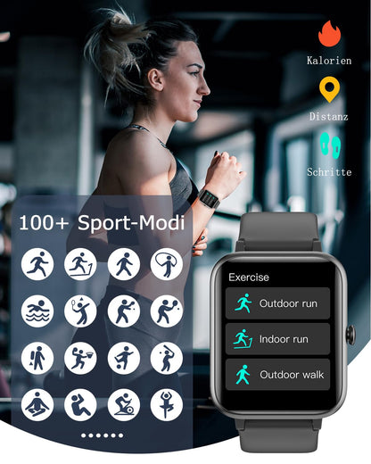 GRV FC1 Smartwatch mit Telefonfunktion, 1,85" HD-Display, IP68