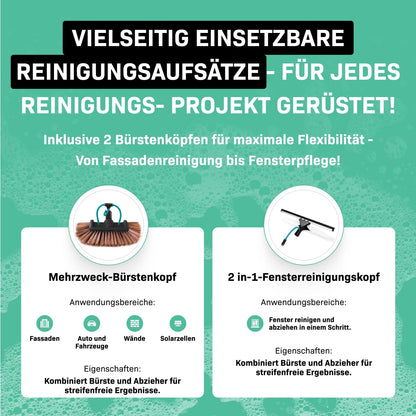 VONROC Teleskop Waschbürste 6,5m – Stiel für Reinigungssystem