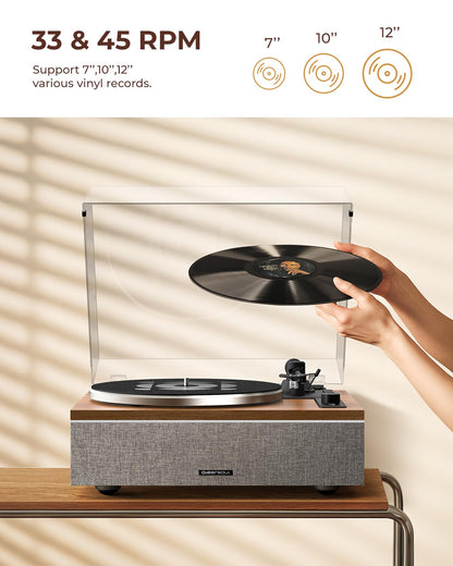 Qlearsoul ONE-S All-in-One Plattenspieler mit Bluetooth - Nussbaum