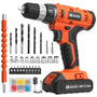 FADAKWALT Akkuschrauber 20V 30Nm mit 60-tlg. Zubehör-Set, 2-Gang, orange