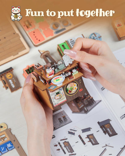 CUTEBEE Book Nook Kit Morita-Ya – DIY Miniaturhaus mit LED-Beleuchtung