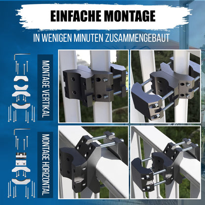 KD-TECH Sonnenschirmständer V1 für Balkon und Geländer ohne Bohren