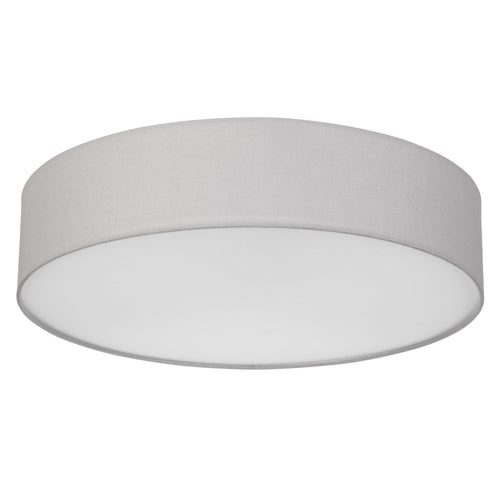 REV Deckenleuchte – Rund 50cm Stoffschirm Vintage Grau. Runder Leuchtenkörper mit Vintage grauem Stoffschirm für blendfreie Allgemeinbeleuchtung.