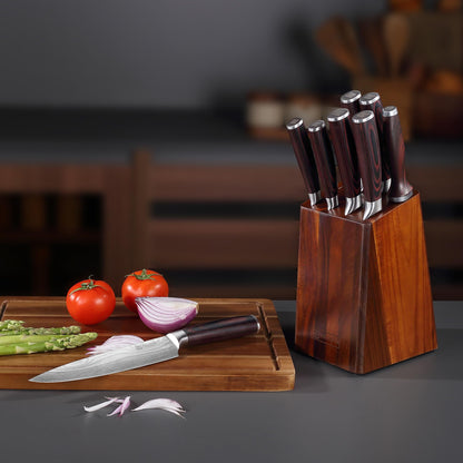 Paudin Messerblock-Set, 9-teiliges Küchenmesser-Set aus Edelstahl
